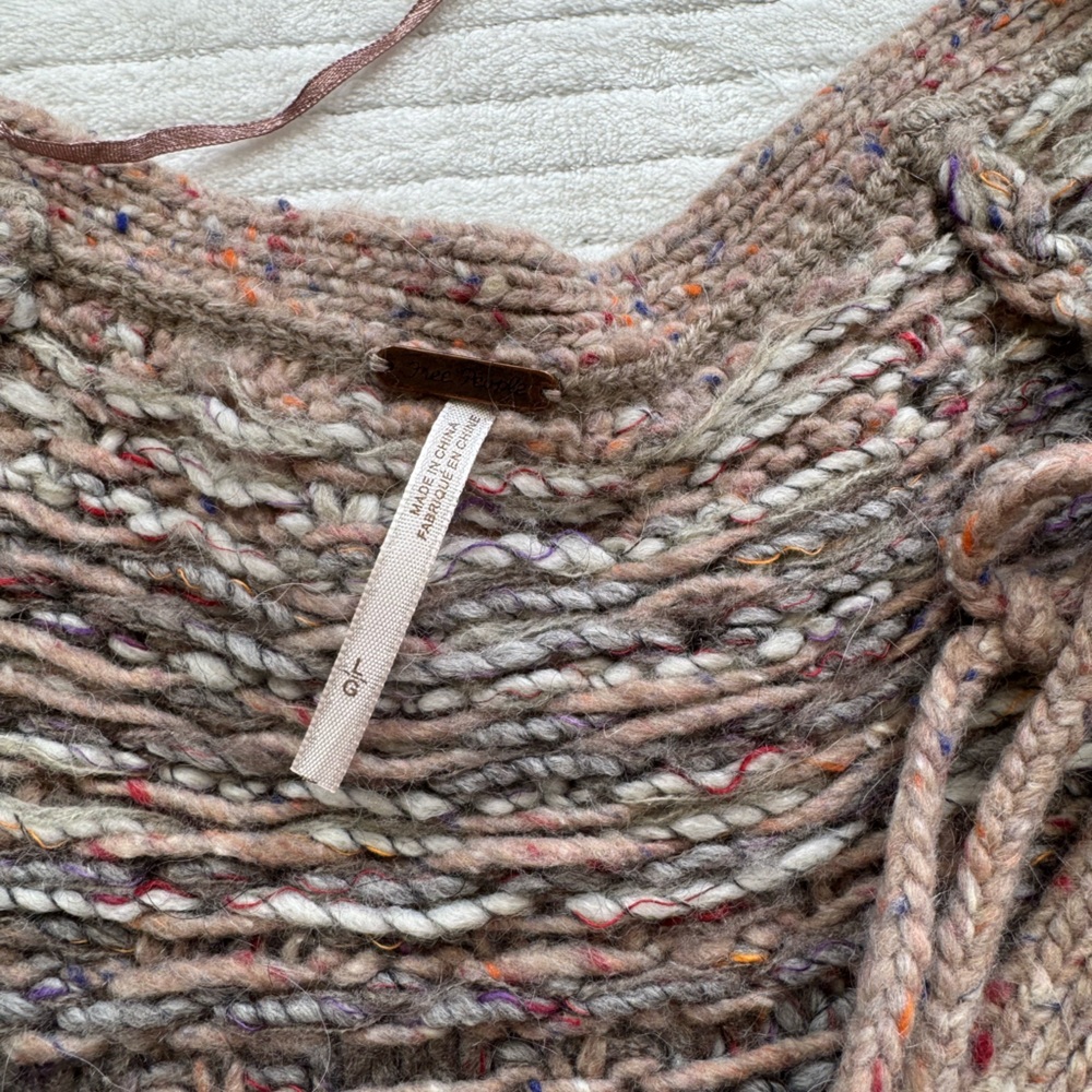 Free People Blush Taupe Lace-Up Cable Knit Scoop Sweater - Picture 10 of 11